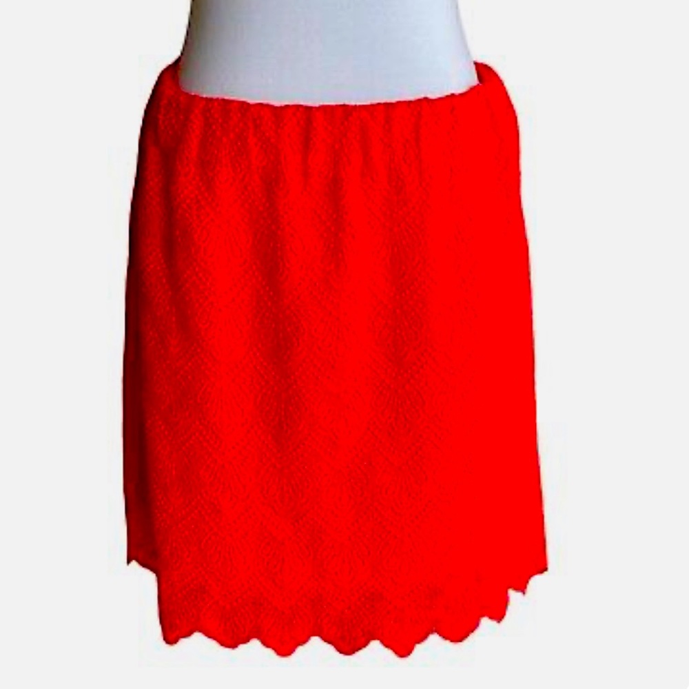 J.Crew Like New Lace Red Orange Skirt Size 0
